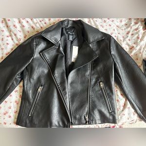 ‘Anna Cai New York’ Cropped Leather Jacket